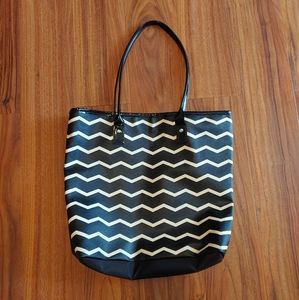 Large, black and white purse